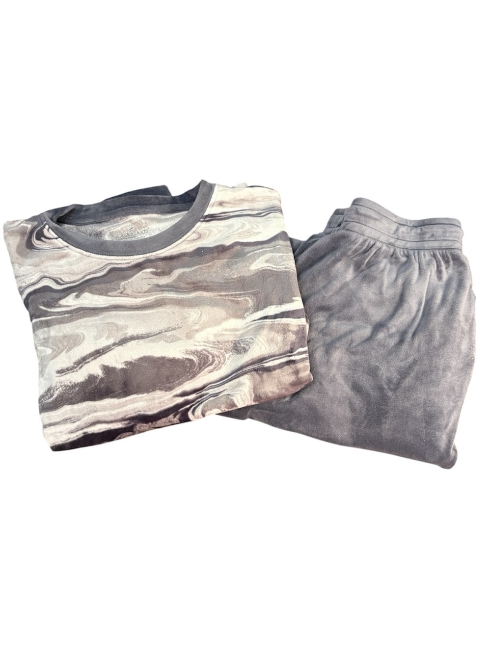 Cuddl Duds Pajamas Loungewear Marble Ultra Plush Soft Velvet Like Petite Large